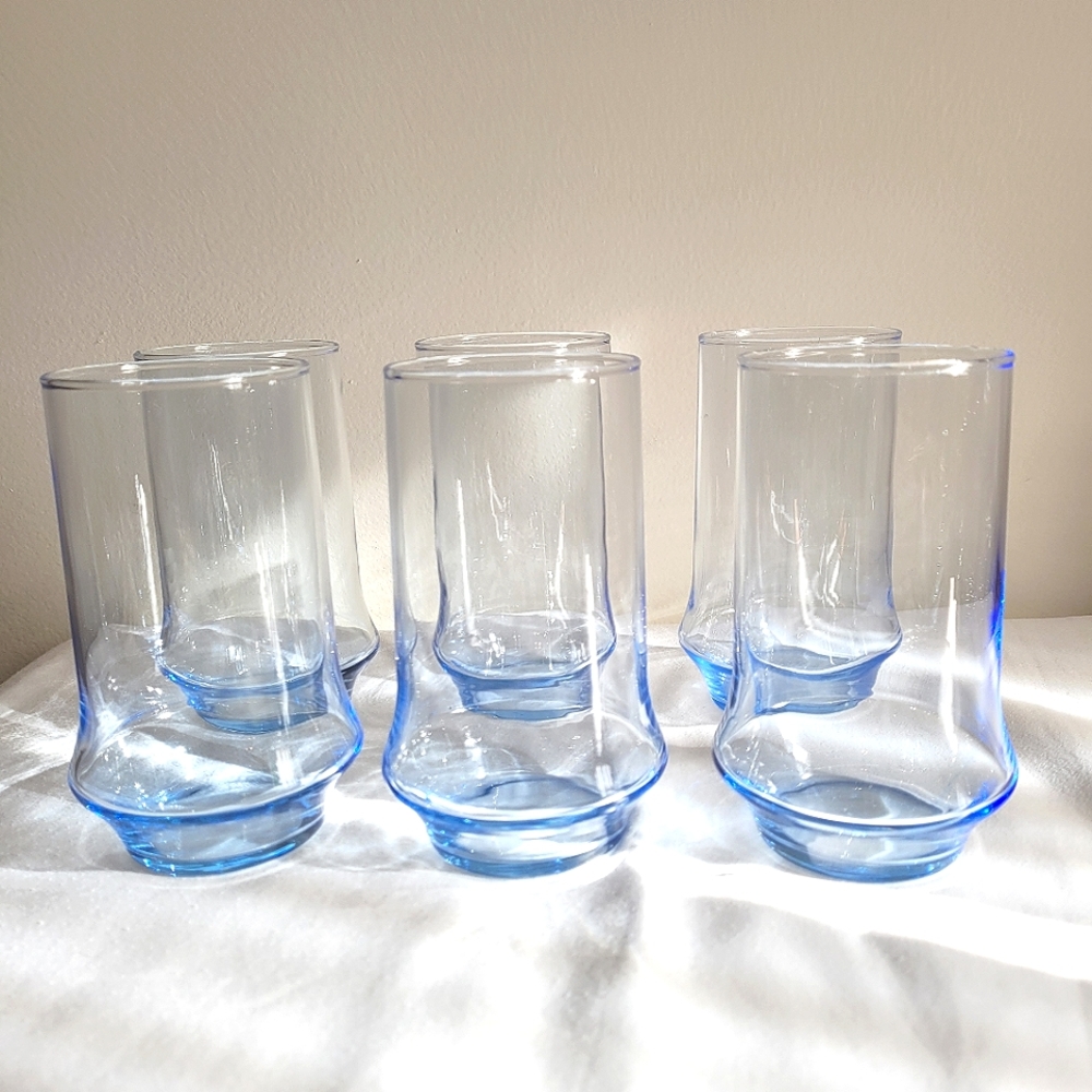 Set of 6 Vintage Libbey Ice Blue Glasses Tea Cooler Tumbler 16oz.